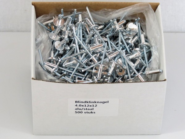Poppnieten 500 Stück 4 x 12 x 12 mm