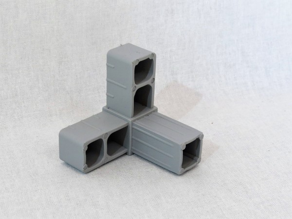 Winkel mit Abgang, grau, 20 x 20 x 1,5 mm